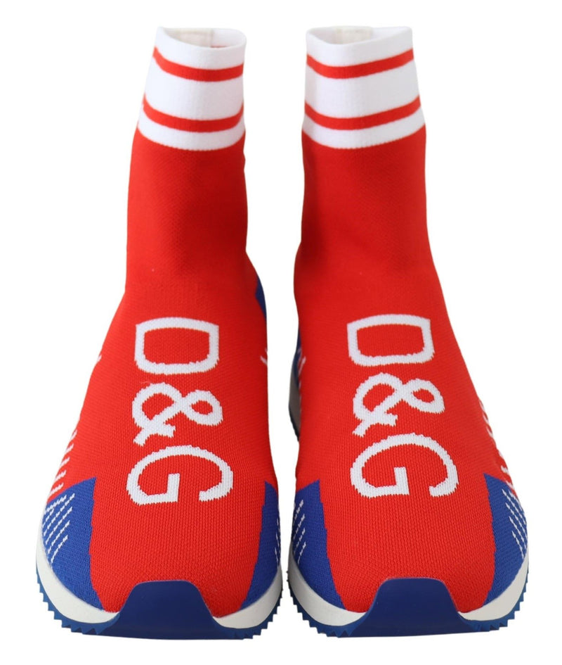 Baskets Dolce &amp; Gabbana Sorrento bleues et rouges avec logo, chaussettes et chaussures
