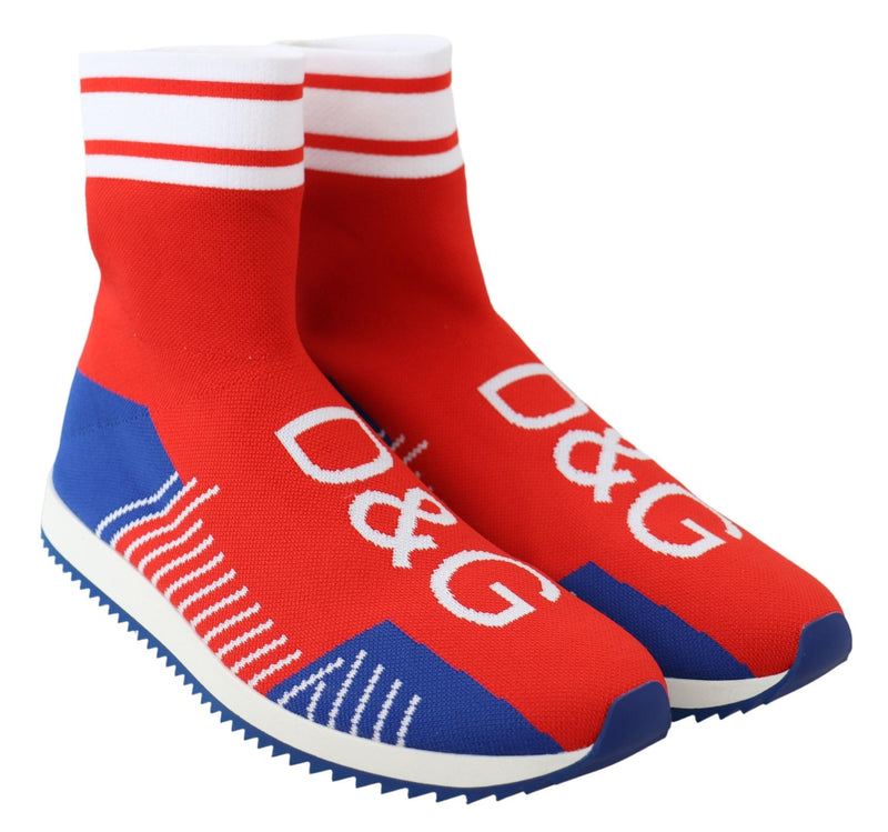 Baskets Dolce &amp; Gabbana Sorrento bleues et rouges avec logo, chaussettes et chaussures