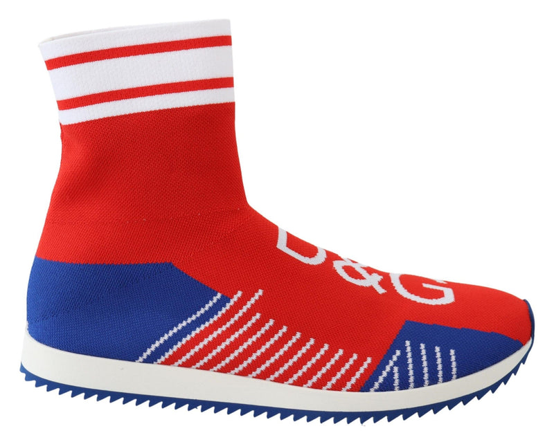 Baskets Dolce &amp; Gabbana Sorrento bleues et rouges avec logo, chaussettes et chaussures