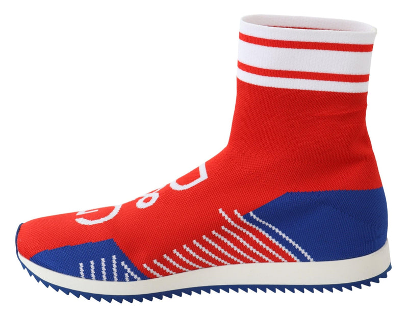 Baskets Dolce &amp; Gabbana Sorrento bleues et rouges avec logo, chaussettes et chaussures