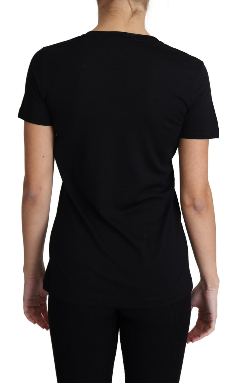 T-shirt Dolce &amp; Gabbana en laine noire à col rond et manches courtes