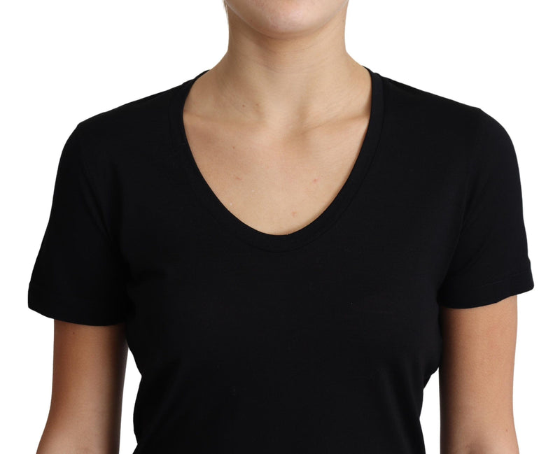 T-shirt Dolce &amp; Gabbana en laine noire à col rond et manches courtes