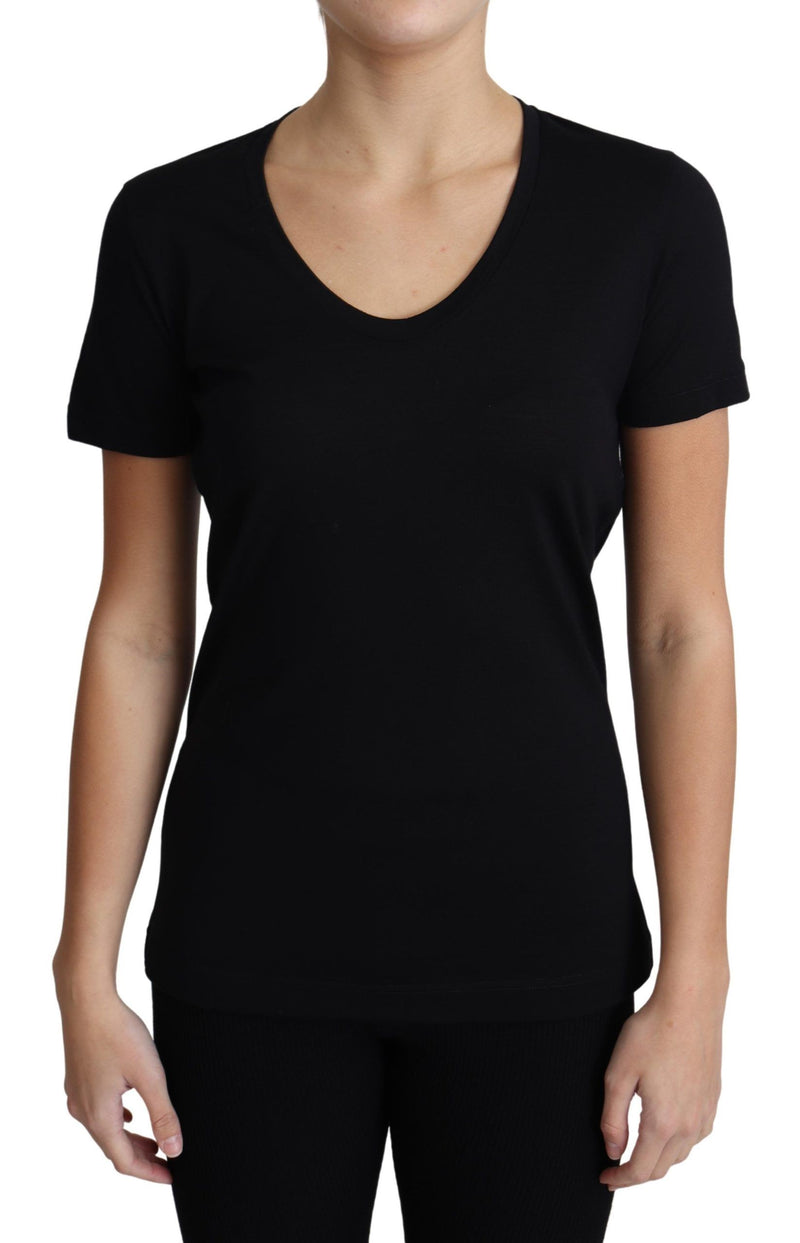 T-shirt Dolce &amp; Gabbana en laine noire à col rond et manches courtes