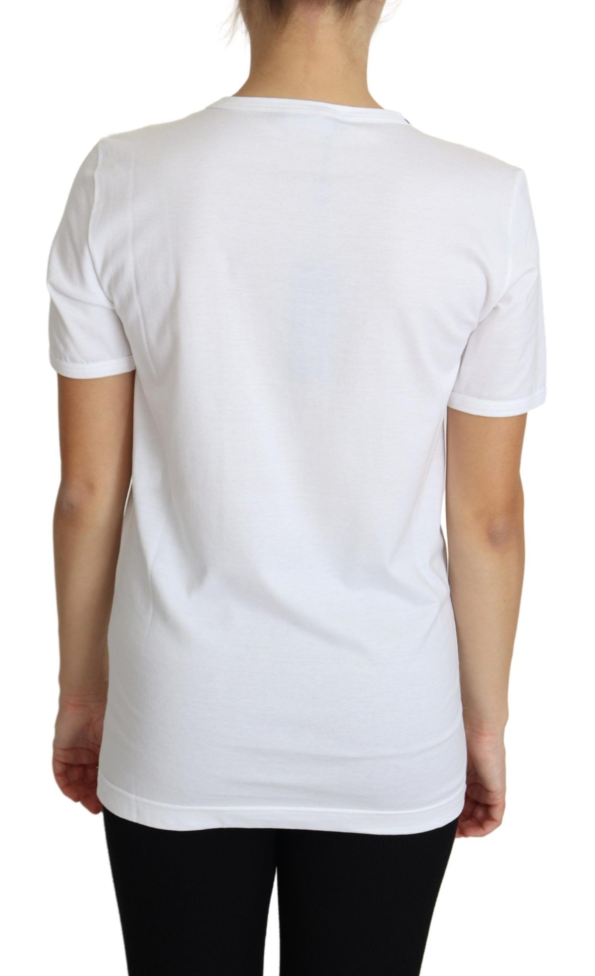 Haut t-shirt Dolce & Gabbana blanc San Valentino avec cœurs en cristaux