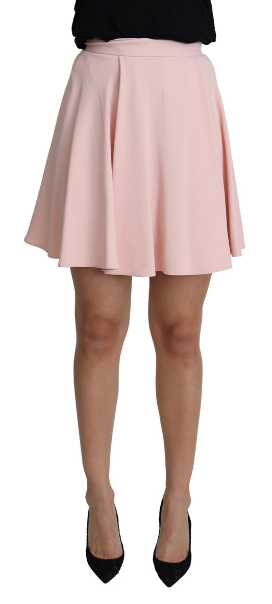Mini-robe trapèze en rayonne rose à plis et empiècements de Dolce & Gabbana