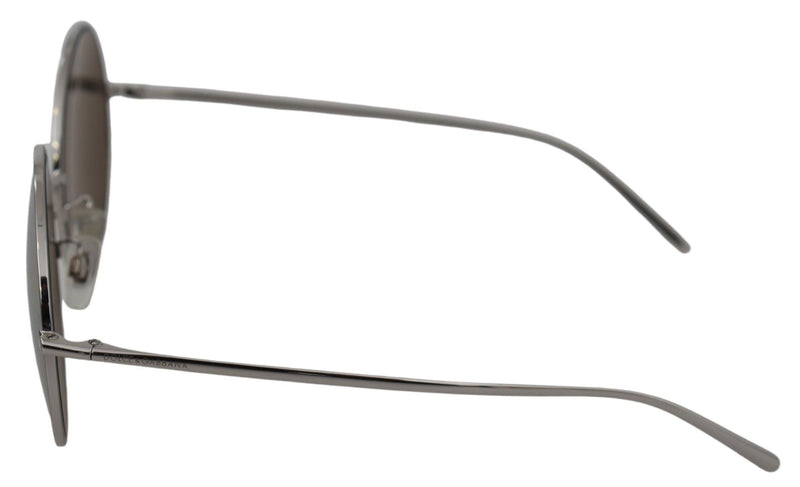 Lunettes de soleil rondes argentées Dolce &amp; Gabbana pour femme, verres gris