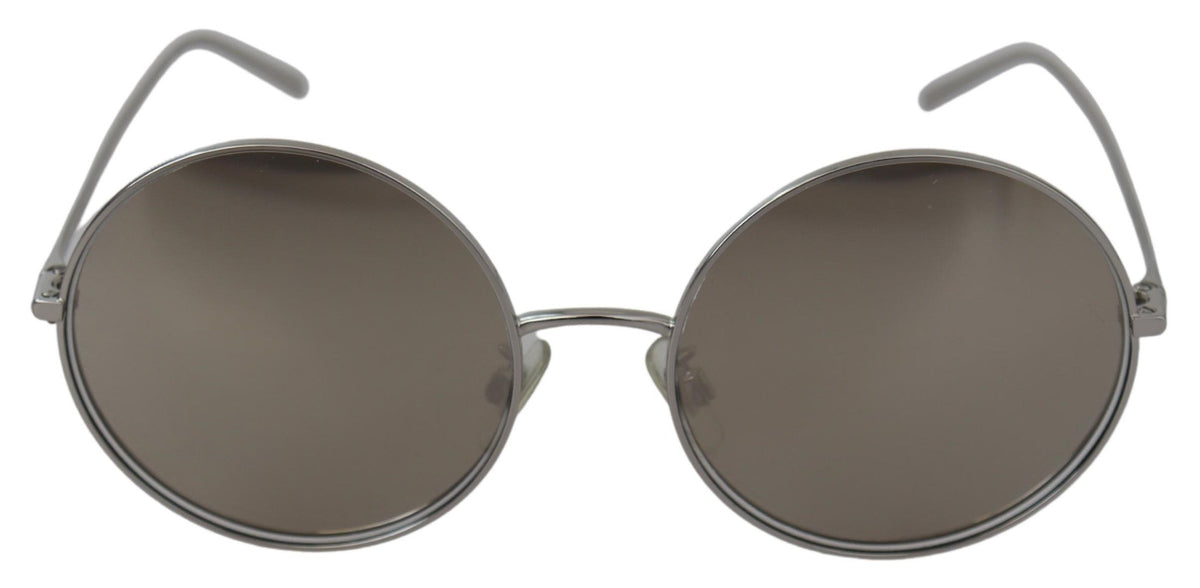 Lunettes de soleil rondes argentées Dolce &amp; Gabbana pour femme, verres gris
