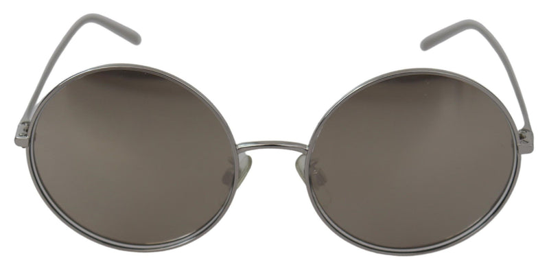 Lunettes de soleil rondes argentées Dolce &amp; Gabbana pour femme, verres gris
