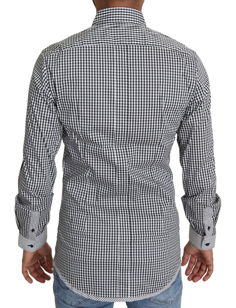 Dolce &amp; Gabbana Zwart Wit Geruit Casual Overhemd