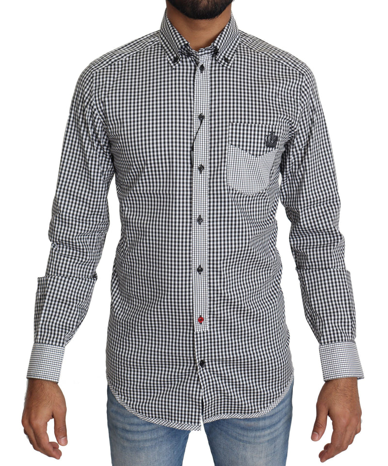 Dolce &amp; Gabbana Zwart Wit Geruit Casual Overhemd