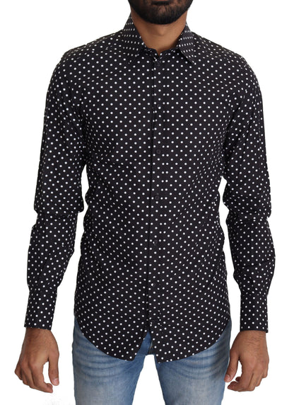 Chemise décontractée à pois noirs et blancs Dolce & Gabbana