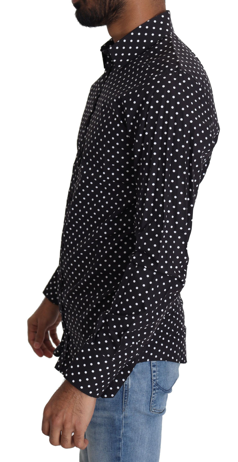 Dolce &amp; Gabbana Zwart Wit Polka Dots Casual Shirt