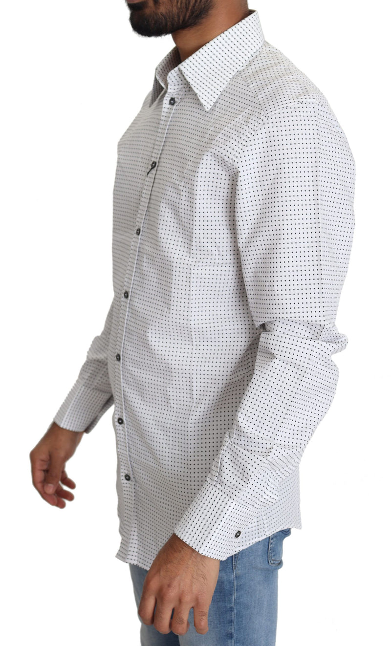Dolce &amp; Gabbana Zwart Wit Polka Dots Overhemd