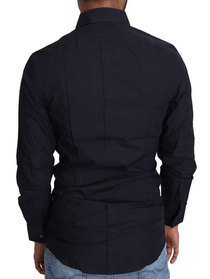 Chemise habillée en coton bleu marine de Dolce & Gabbana