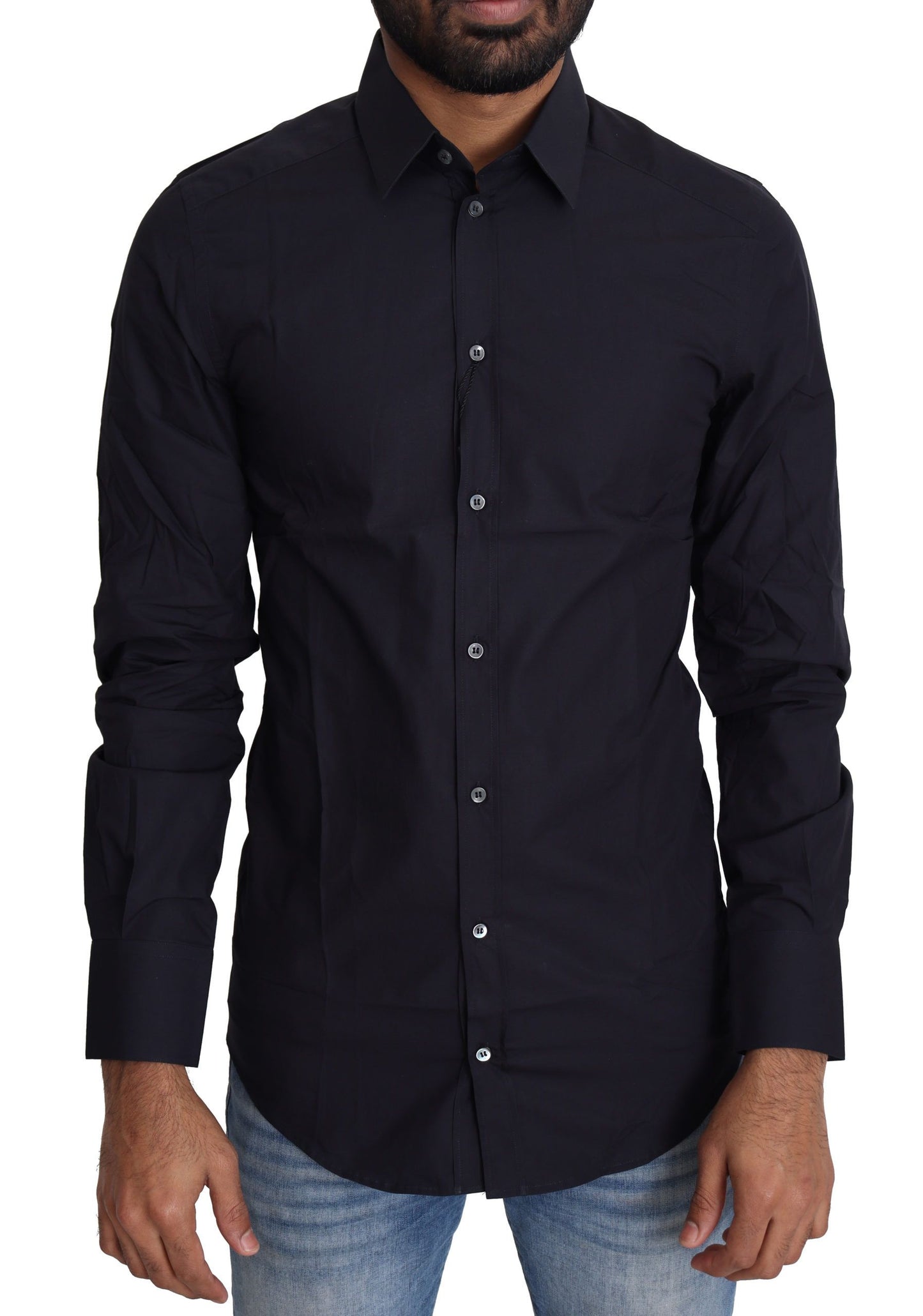 Chemise habillée en coton bleu marine de Dolce & Gabbana