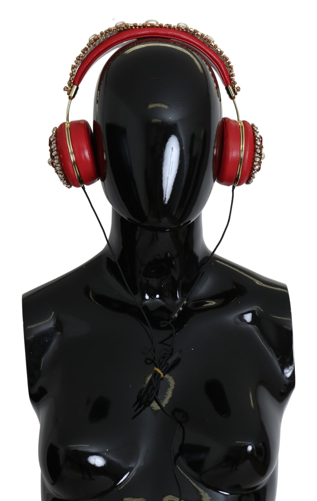 Casque audio Dolce &amp; Gabbana FRENDS en cuir rouge à fleurs et cristaux