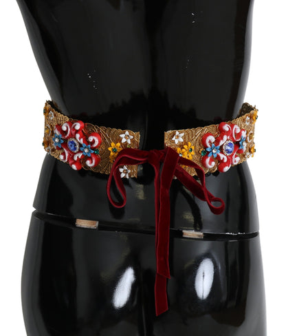 Ceinture large à fleurs et cristaux multicolores Dolce &amp; Gabbana