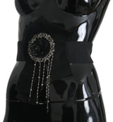 Ceinture large Dolce &amp; Gabbana avec broche en cristal noir SATORIA