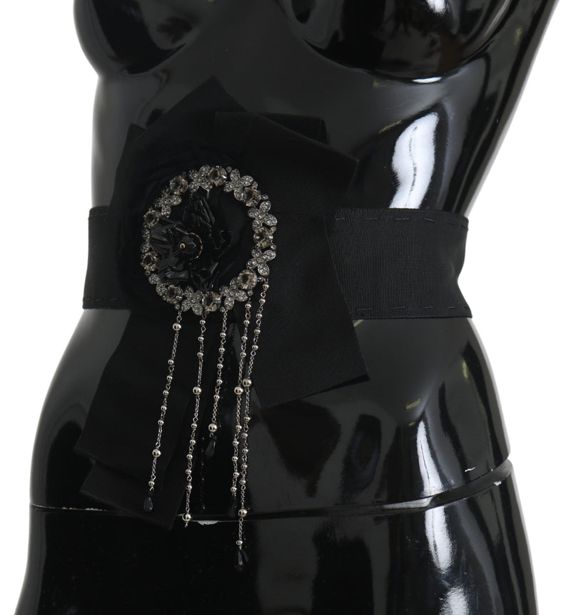 Ceinture large Dolce &amp; Gabbana avec broche en cristal noir SATORIA