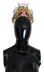 Dolce &amp; Gabbana Gouden Messing Bloemen Kristallen LED-verlichting Kroon Tiara Diadeem