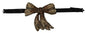 Dolce & Gabbana Gold Tone Silk Rhinestone Embellished Women Bowtie