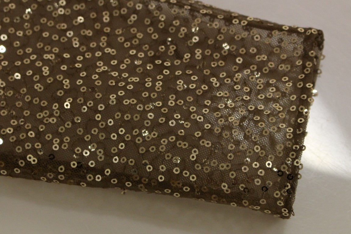 Robe longue en dentelle et cristal dorée de Lanre Da Silva Ajayi