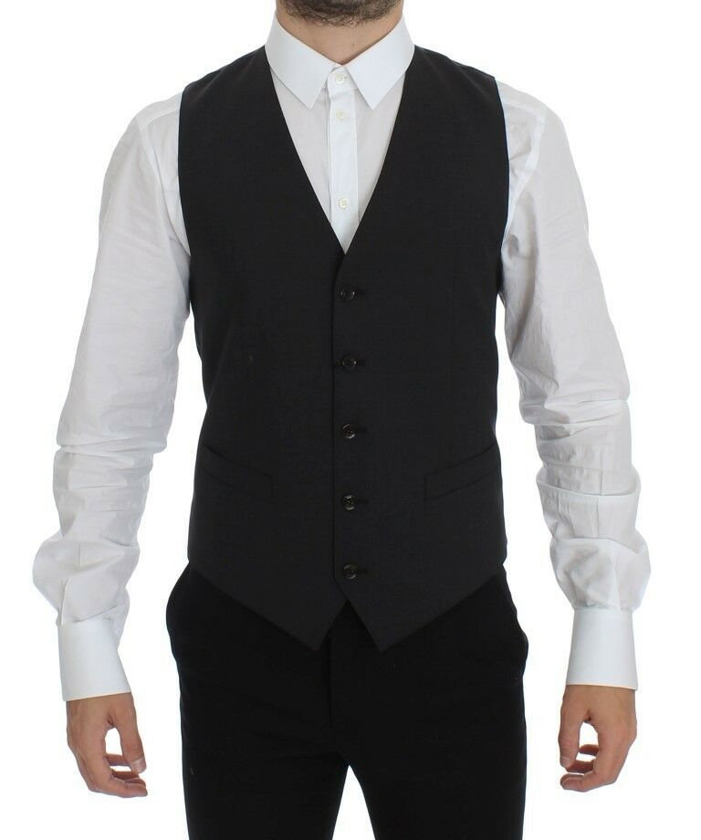 Gilet-veste en laine extensible grise Dolce & Gabbana