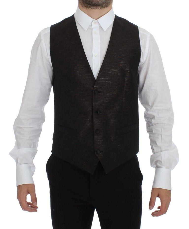 Gilet sans manches en laine noire avec logo Dolce & Gabbana