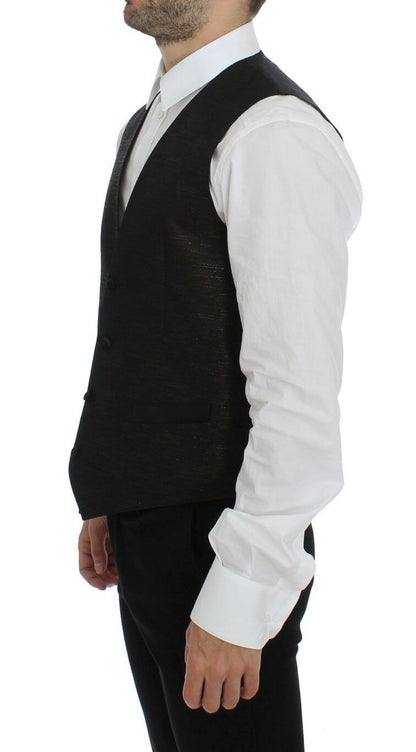 Gilet sans manches en laine noire avec logo Dolce & Gabbana
