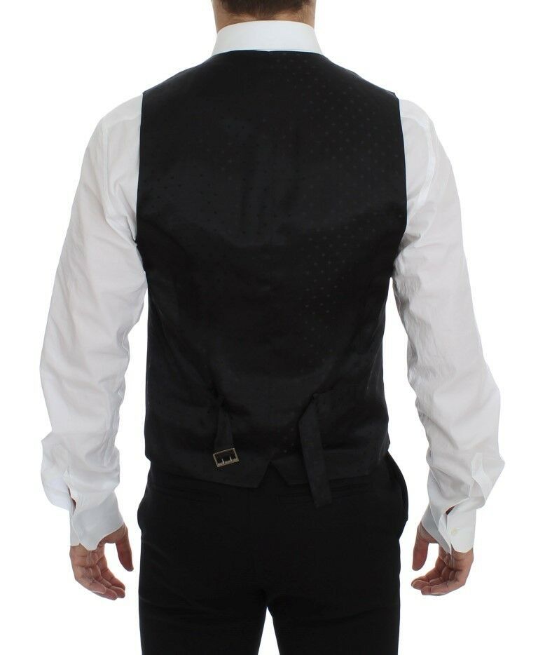 Gilet sans manches en laine noire avec logo Dolce & Gabbana