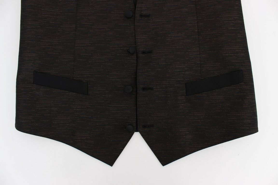 Gilet sans manches en laine noire avec logo Dolce & Gabbana