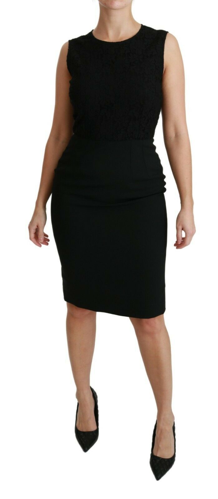 Robe-fourreau en dentelle florale noire de Dolce &amp; Gabbana