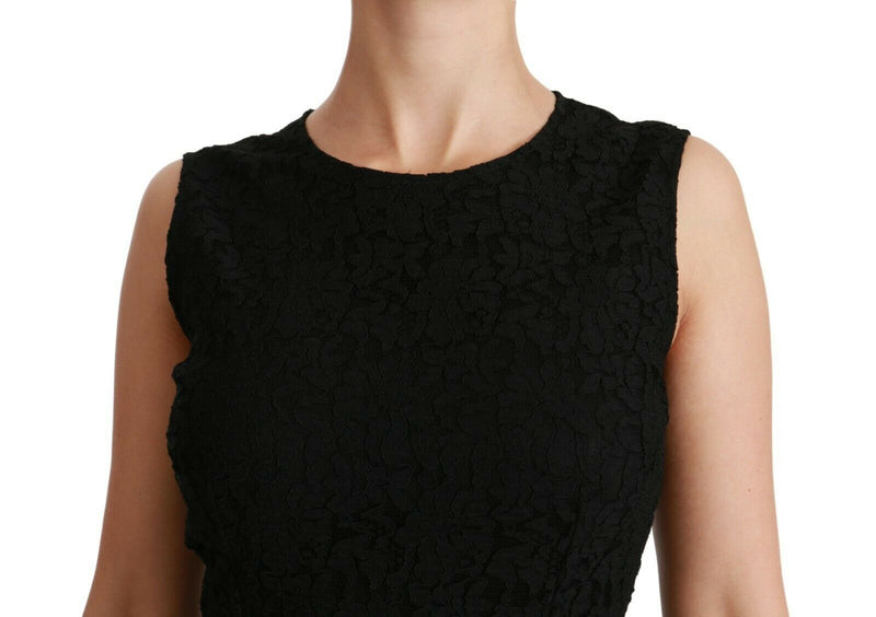 Robe-fourreau en dentelle florale noire de Dolce &amp; Gabbana