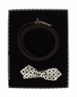 Coffret cadeau ceinture homme cuir et soie blanche Dolce &amp; Gabbana