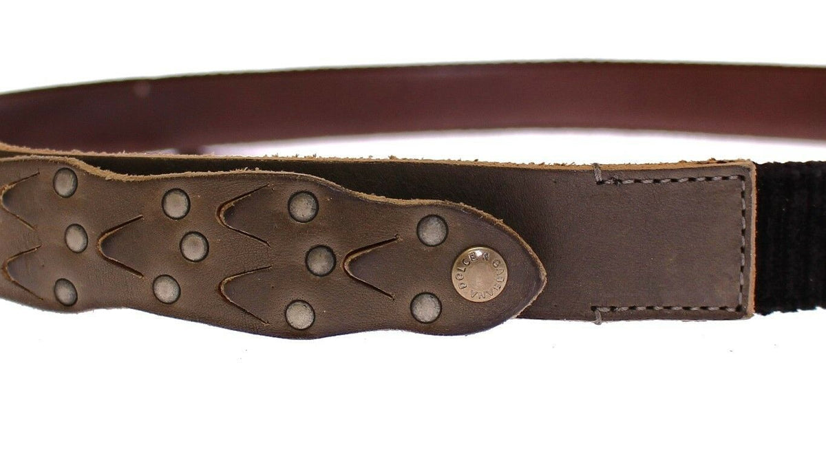 Dolce &amp; Gabbana Ceinture Cintura Gürtel en cuir marron avec logo