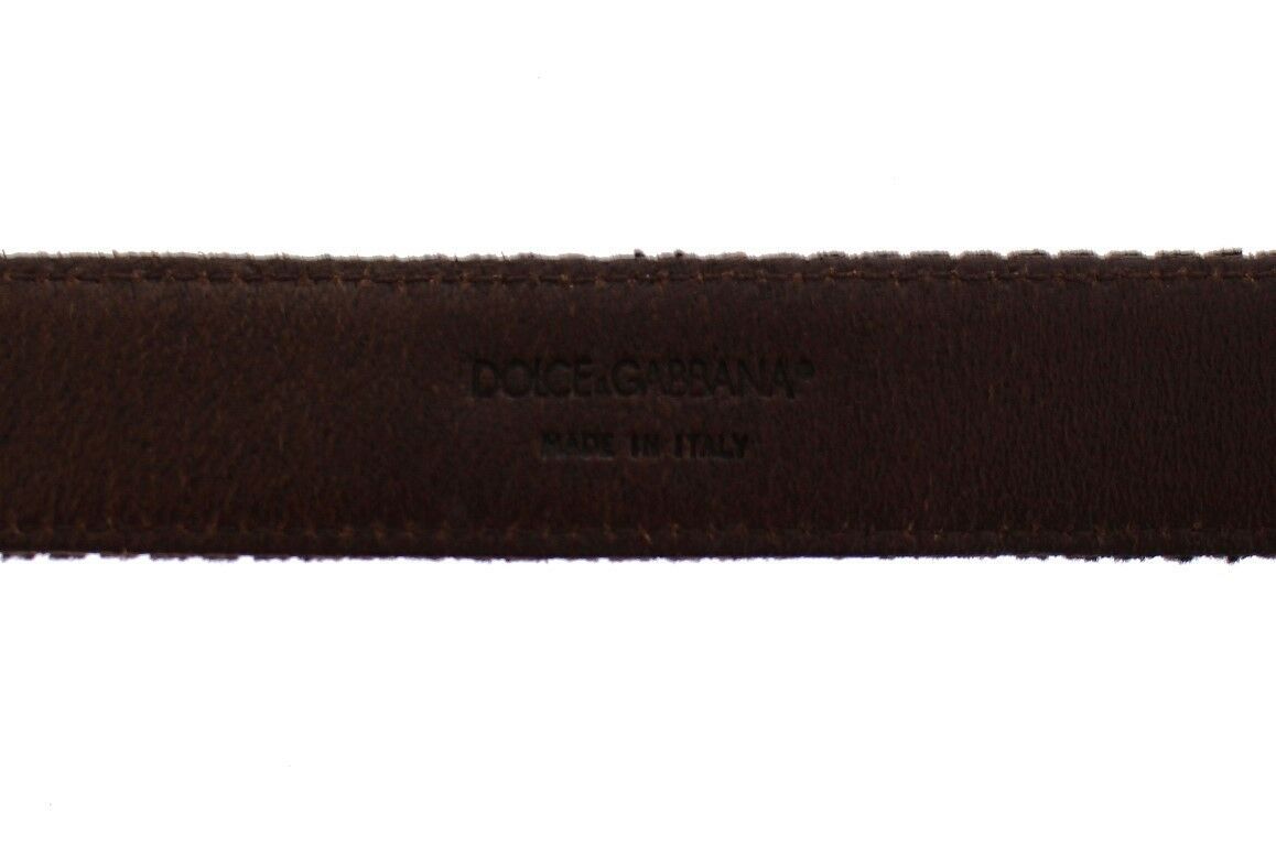 Dolce &amp; Gabbana Ceinture Cintura Gürtel en cuir marron avec logo