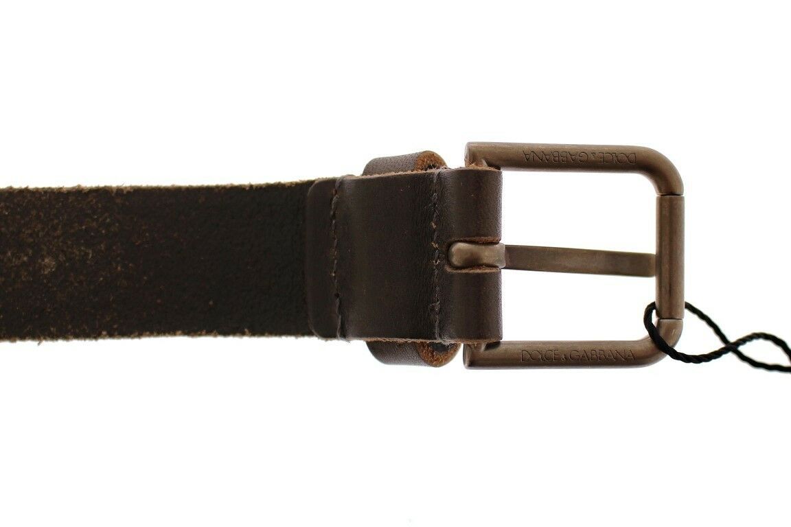 Dolce &amp; Gabbana Ceinture Cintura Gürtel en cuir marron avec logo