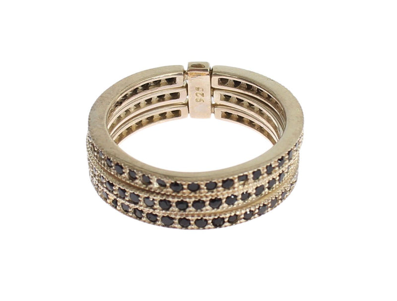 Bague Nialaya en argent sterling 925 et zircone cubique noire pour femme