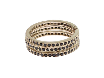 Nialaya zwarte CZ 925 sterling zilveren damesring