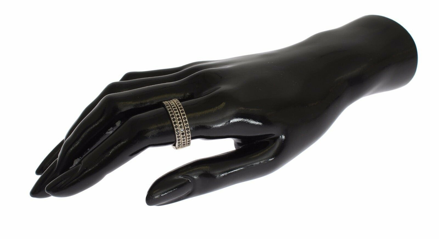 Nialaya zwarte CZ 925 sterling zilveren damesring