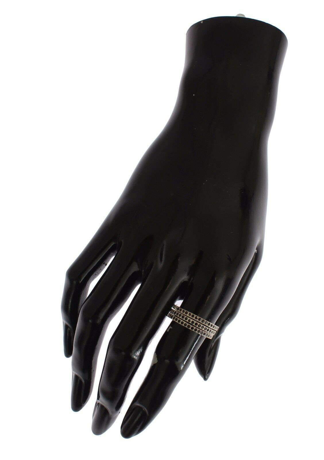 Nialaya zwarte CZ 925 sterling zilveren damesring