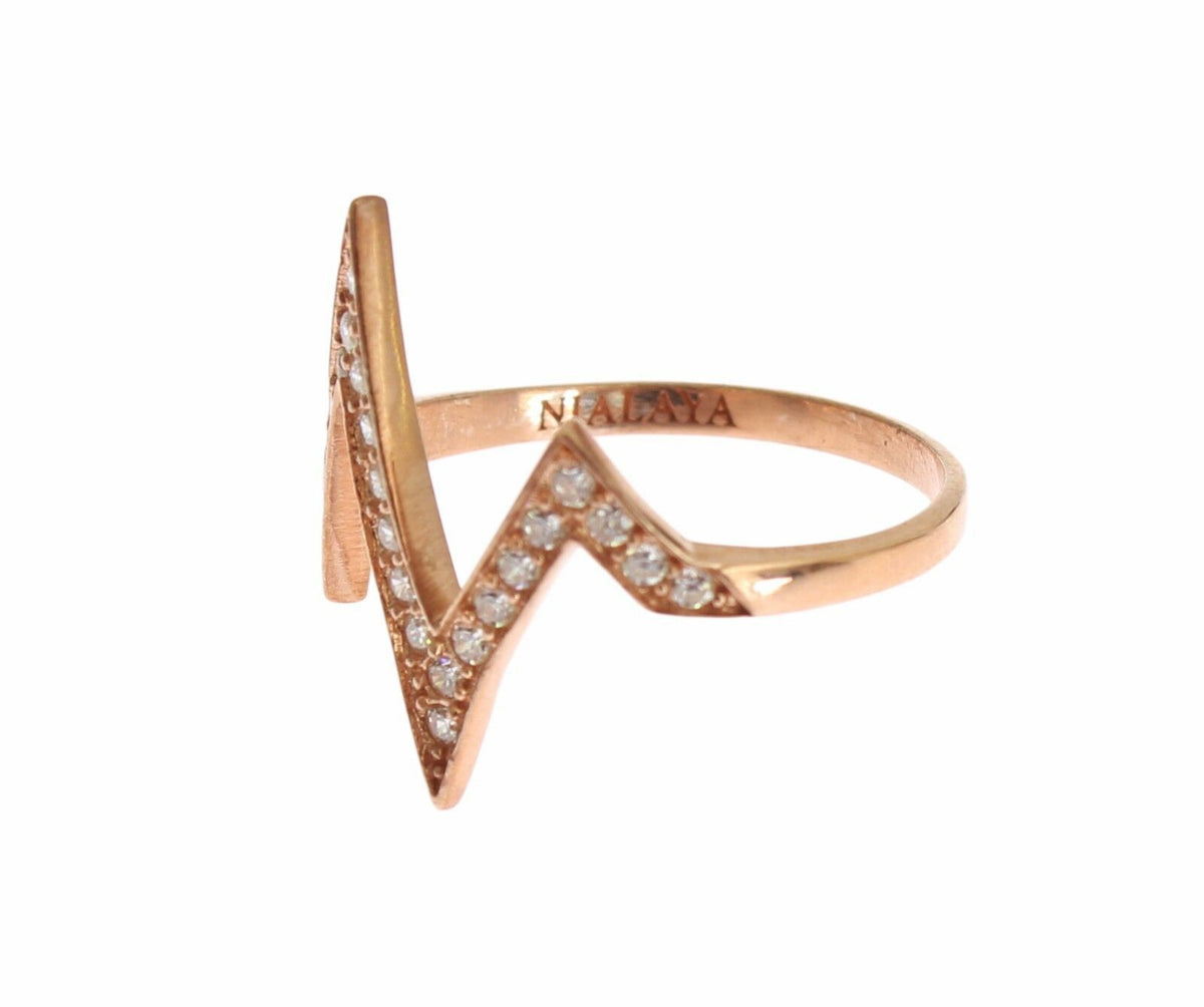 Bague transparente Nialaya en or rose et argent 925 pour femme