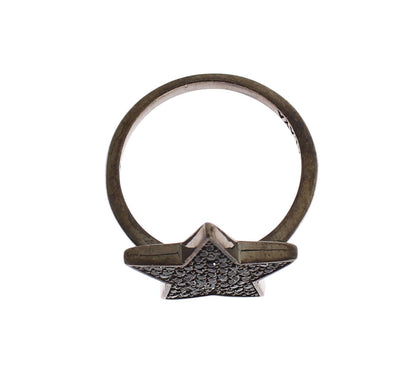 Nialaya Zwarte CZ Ster 925 Zilveren Damesring