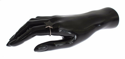 Nialaya Zwarte CZ Ster 925 Zilveren Damesring