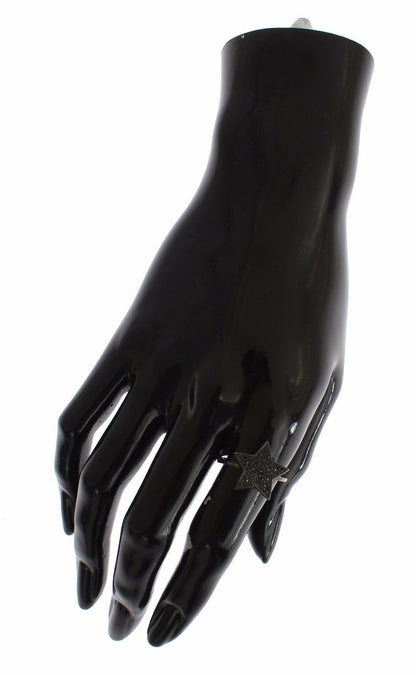 Nialaya Zwarte CZ Ster 925 Zilveren Damesring