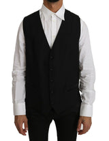 Gilet en laine et soie noir uni de Dolce &amp; Gabbana
