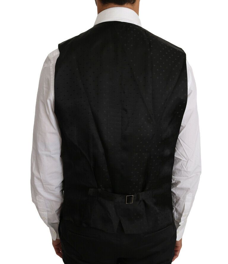 Gilet en laine et soie noir uni de Dolce & Gabbana