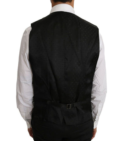 Gilet en laine et soie noir uni de Dolce & Gabbana