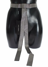 Ceinture en soie noire avec nœud en cristal transparent Dolce &amp; Gabbana