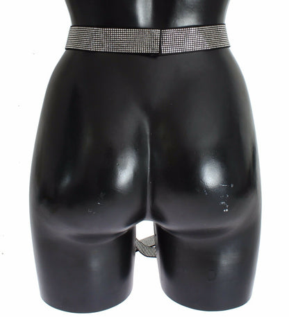 Ceinture en soie noire avec nœud en cristal transparent Dolce &amp; Gabbana
